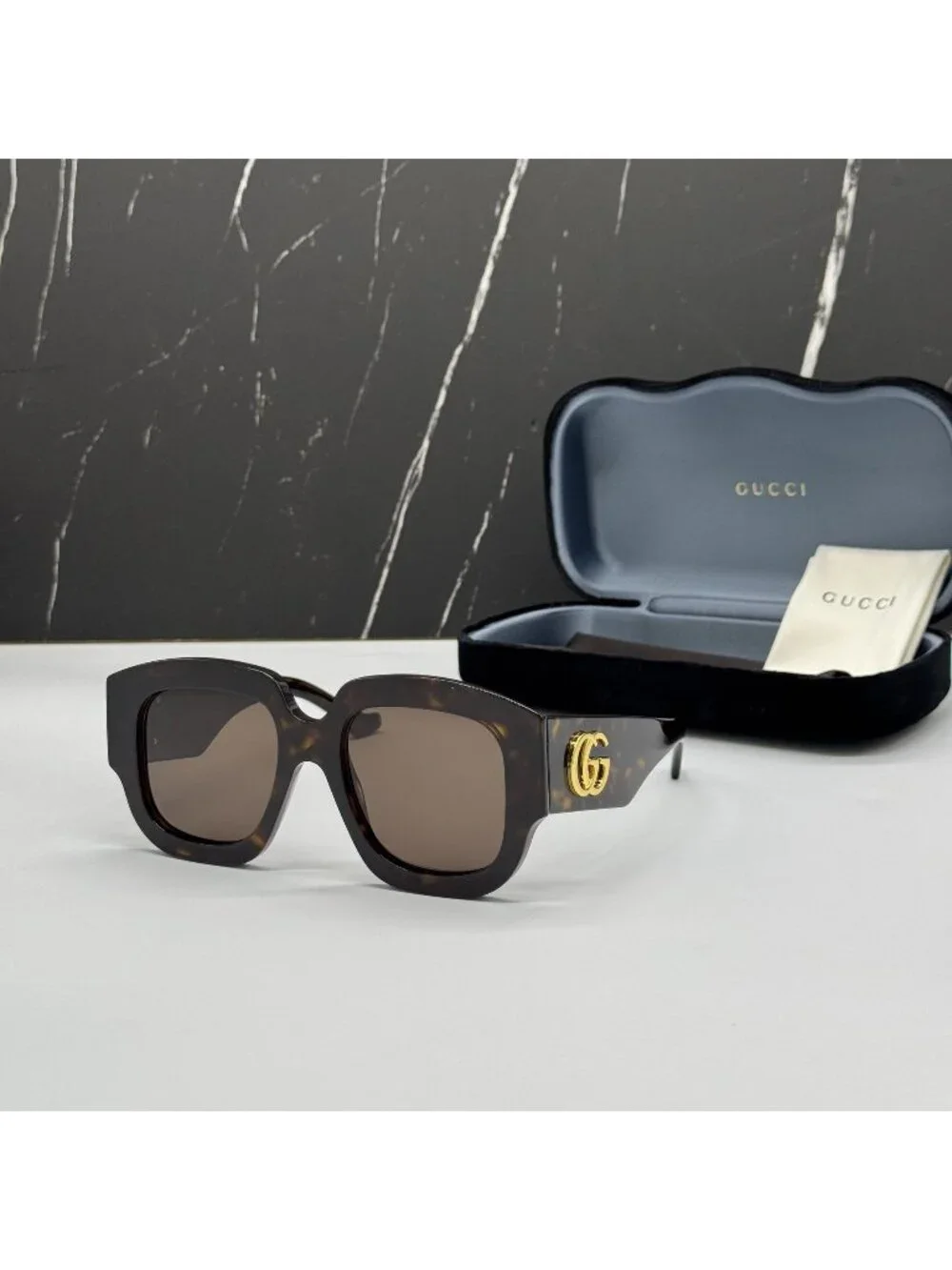 New Gucci GG1546S 002 Havana Brown Oversized Women Sunglasses
